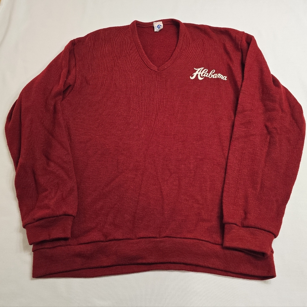 Vintage 70's University Of Alabama Crimson Tide Pullover V-neck Sweater Artex XL
